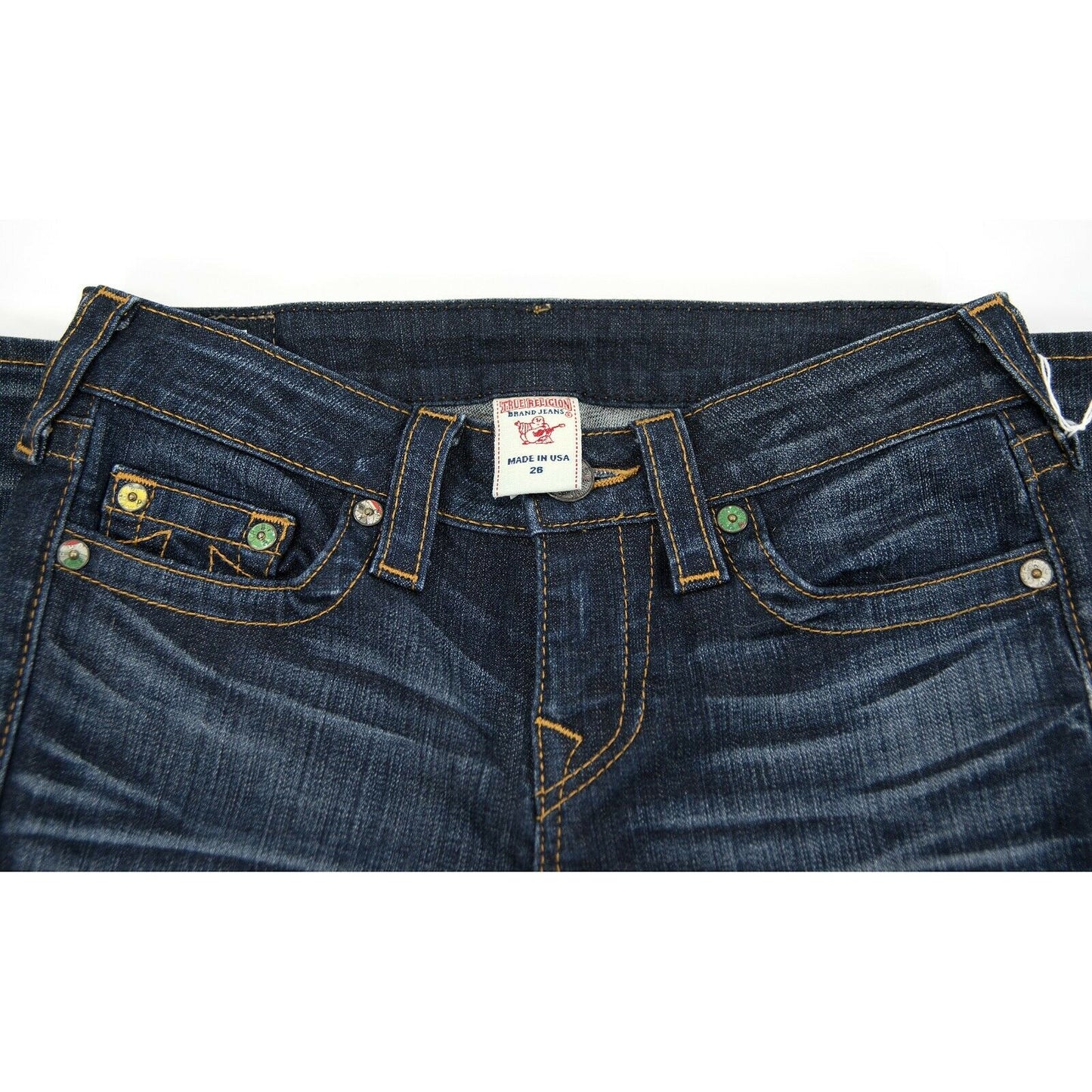 True Religion Dark Wash Straight Leg Denim Jeans 26 EUC