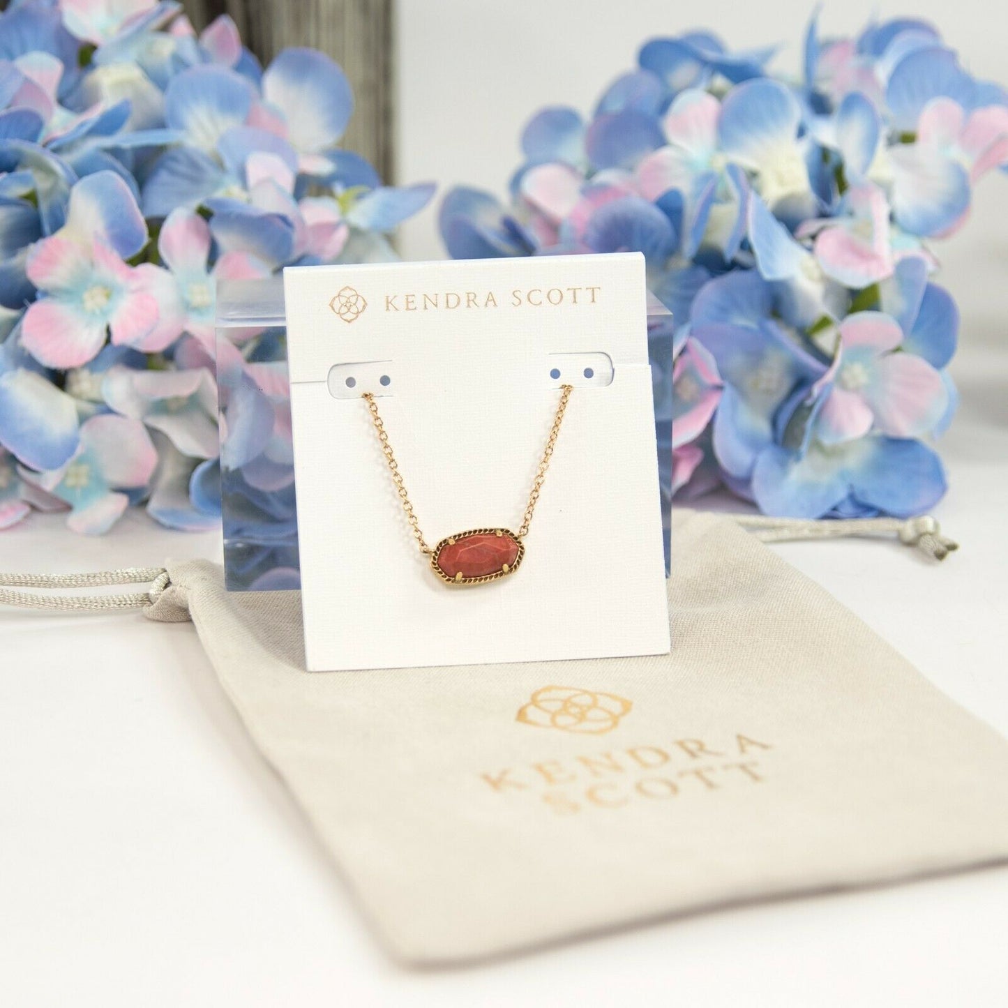 Kendra Scott Elisa Gold Red Magnesite Pendant Station Necklace NWT
