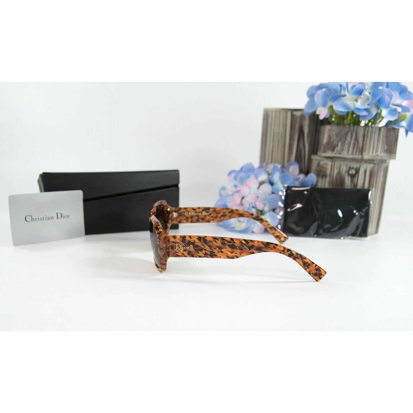 Christian Dior 4N1SB Honey Tweed Flanelle 3 Logo Sunglasses NWT Case