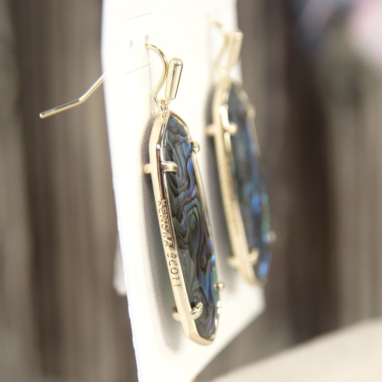 Kendra Scott Elle Faceted Blue Abalone Statement Earrings NWT