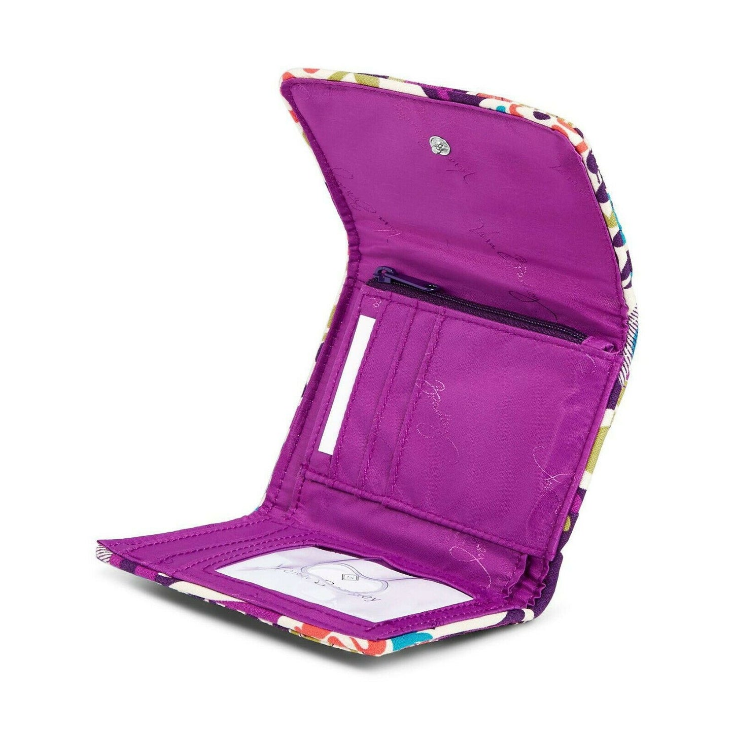 Vera Bradley Plum Crazy Petite Trifold Card Case Holder Mini Wallet NWT