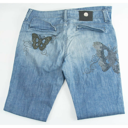 Antik Batik Crystal Rhinestone Butterfly Embellished Flare Denim Jeans 31