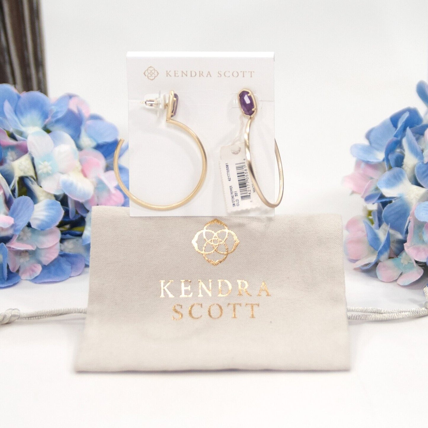 Kendra Scott Pepper Small Purple Gold Plated Statement Hoop Earrings NWT
