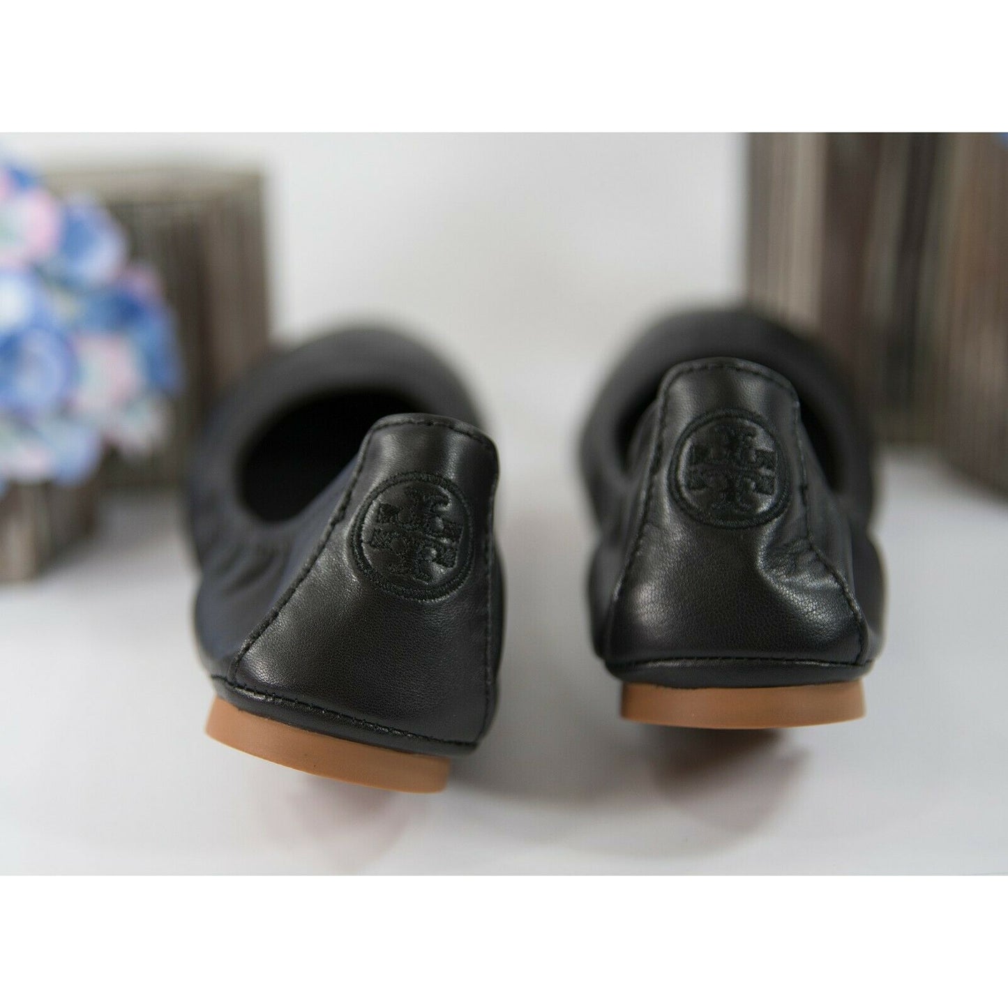 Tory Burch Eddie Black Nappa Leather Ballet Flats Sz 6.5 NIB
