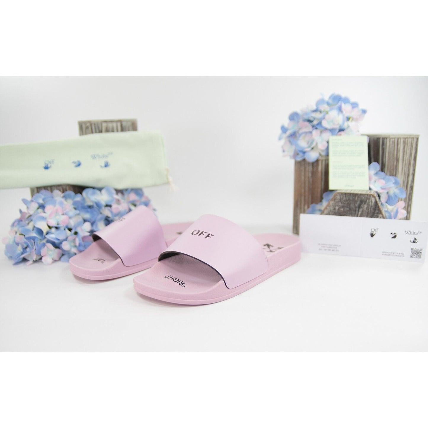 Off-White HF Lilac Purple Logo Rubber Pool Slides 37 NIB
