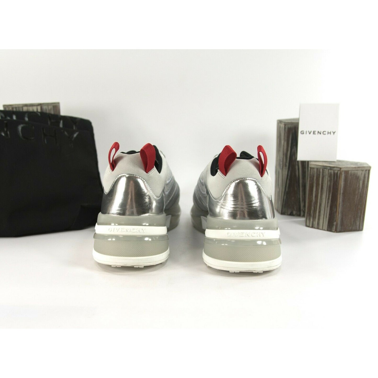 Givenchy Mens GIV 1 Silver Metallic Calf Leather Sneakers 46 NIB