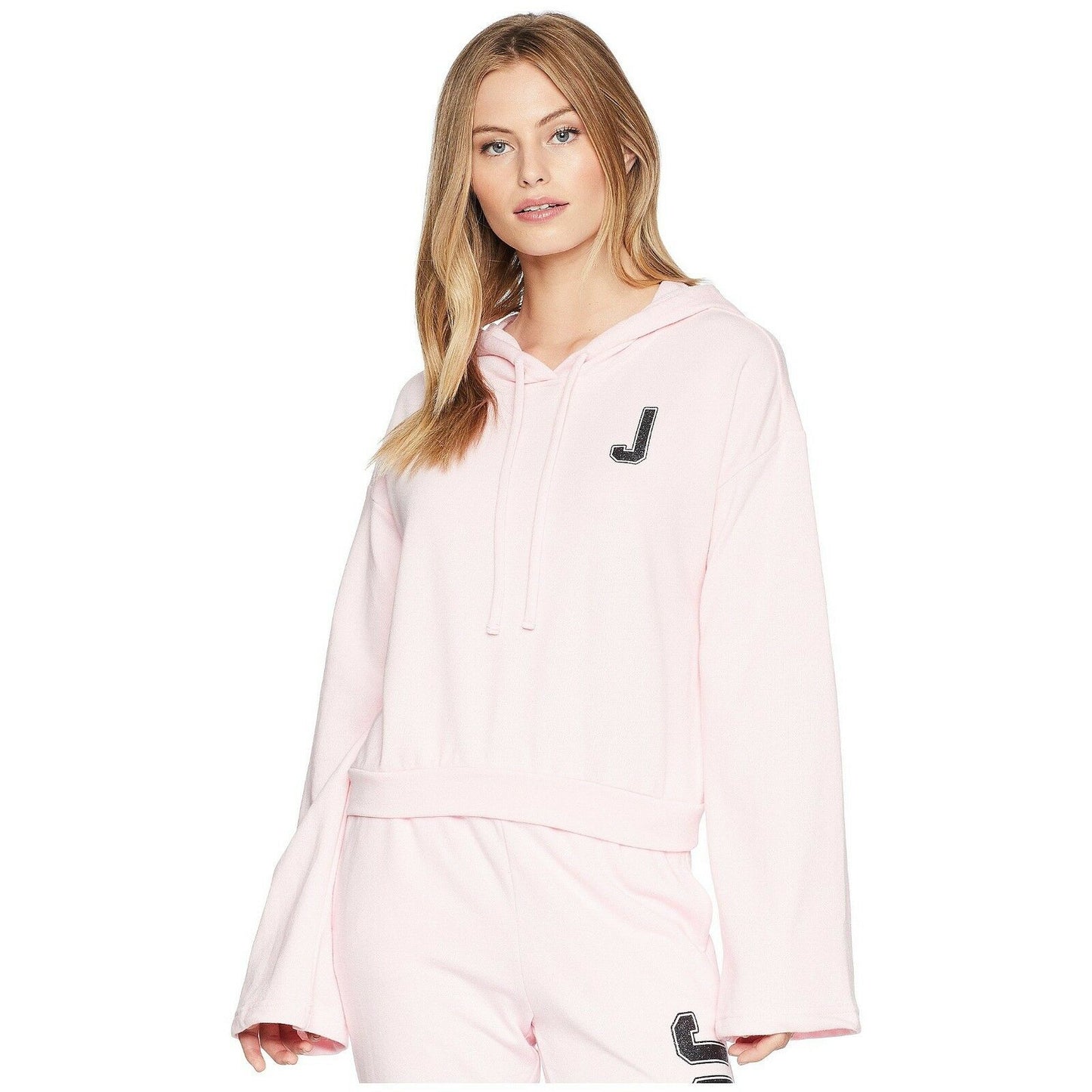Juicy Couture Rose Shadow Glitter French Terry Pullover Wide Sleeve Hoodie XL
