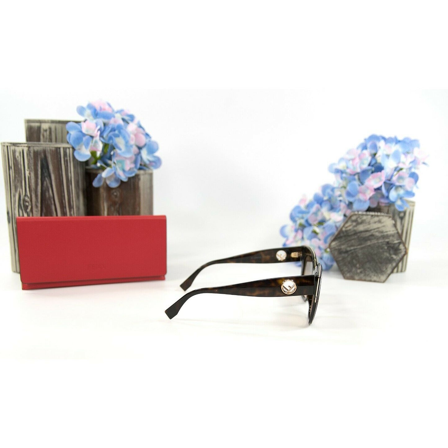 Fendi FF0356S Vh8 Havana Tortoise Acrylic Sunglasses NWT Case