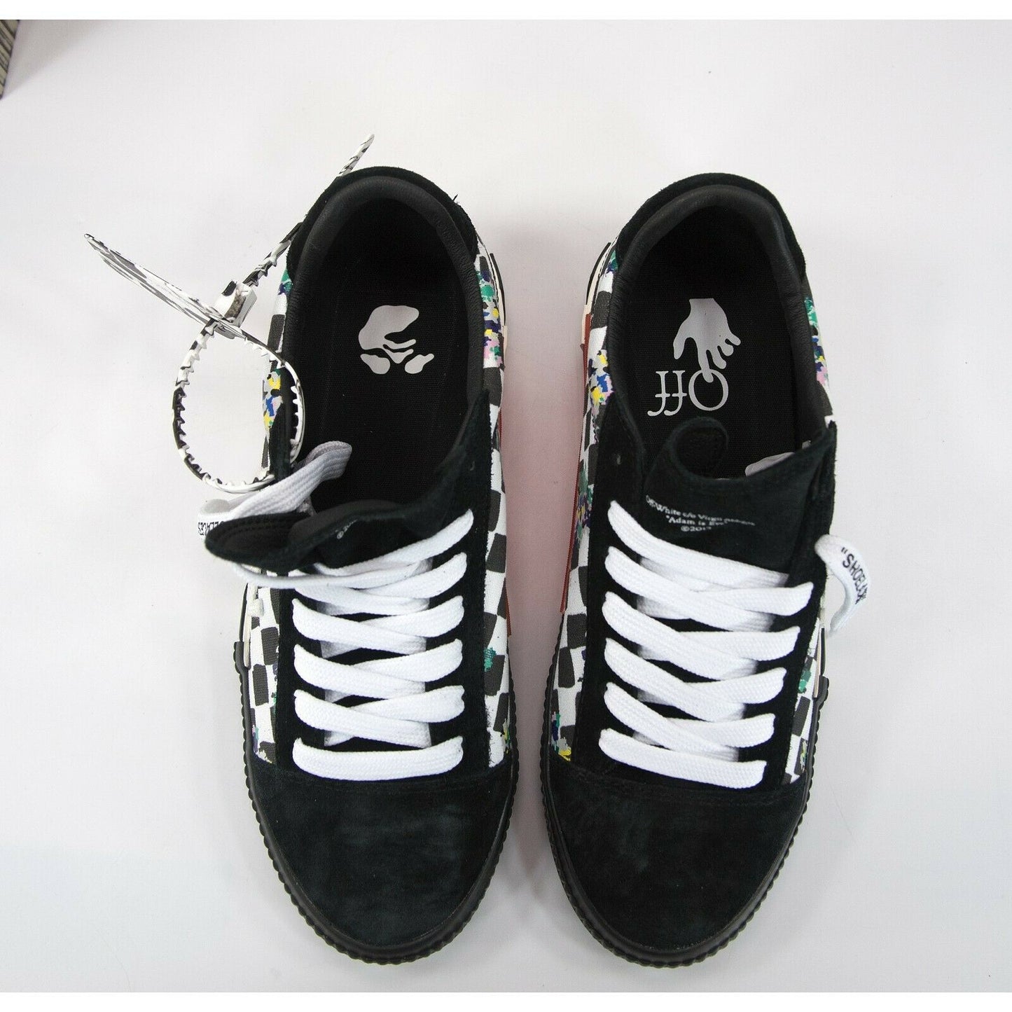 Off-White Limited Edition Printed Chek Canvas Low Vulcanized Sneakers 41 11 NIB