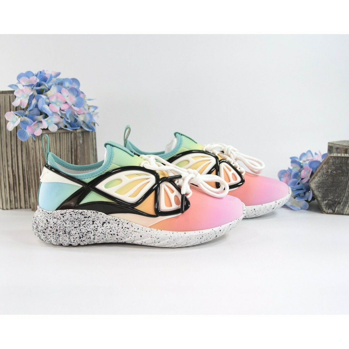 Sophia Webster Fly By Rainbow Ombre Neoprene Leather Sneakers Size 38 NIB