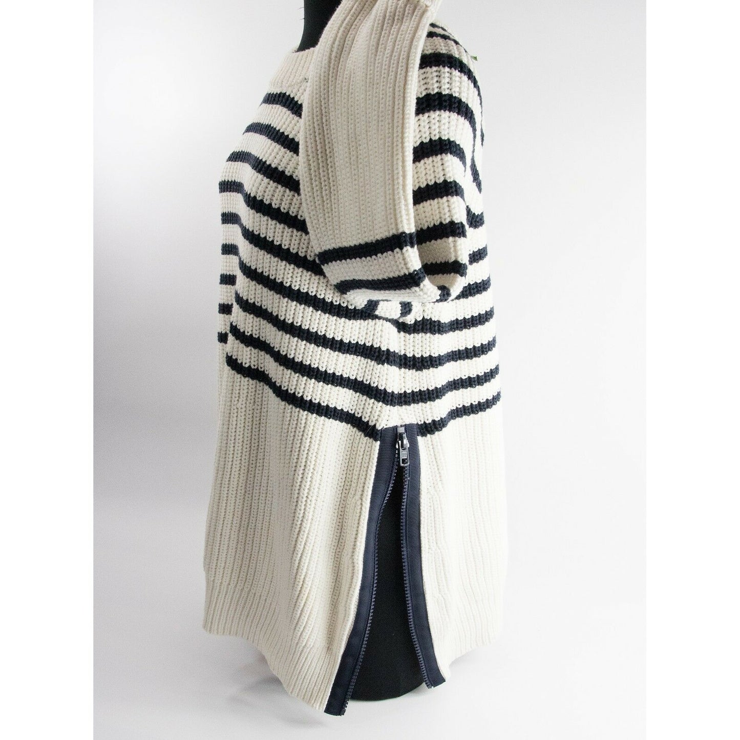 Kate Spade Navy Cream Striped Chunky Transcontinental Express Aura Sweater M NWT