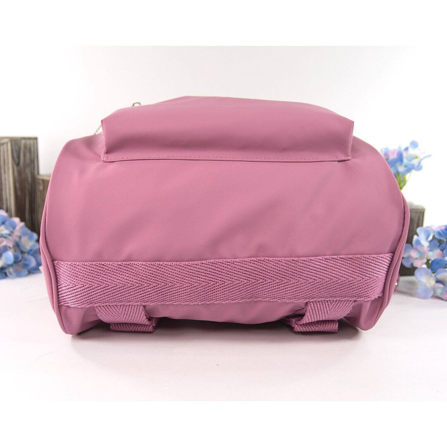 Mandarina Duck Mauve Pink Drawstring Utility Large Backpack Book Bag NWT