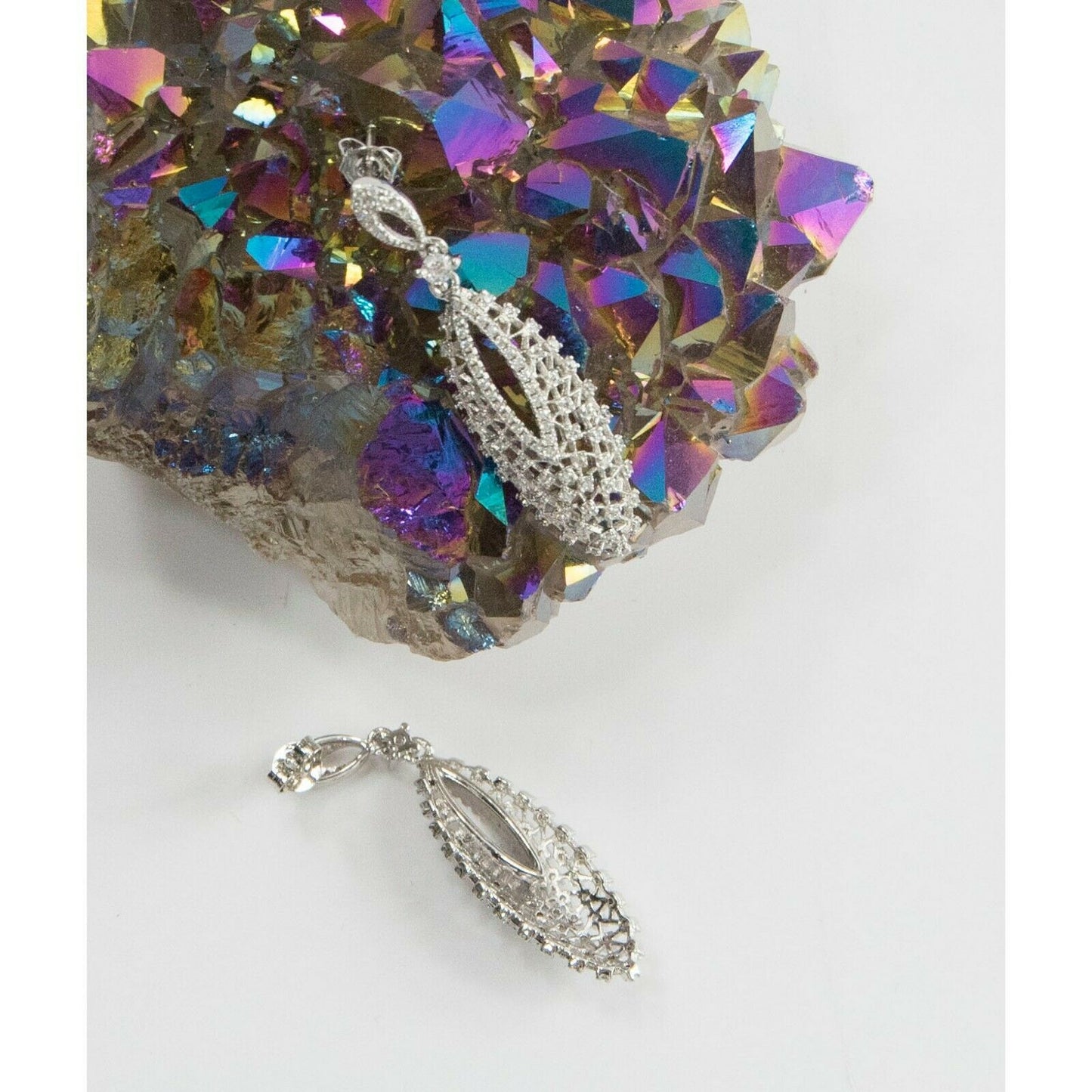 CZ by Kenneth Jay Lane Rhodium Vintage Look Pave Drop Earrings KE1312 NWT