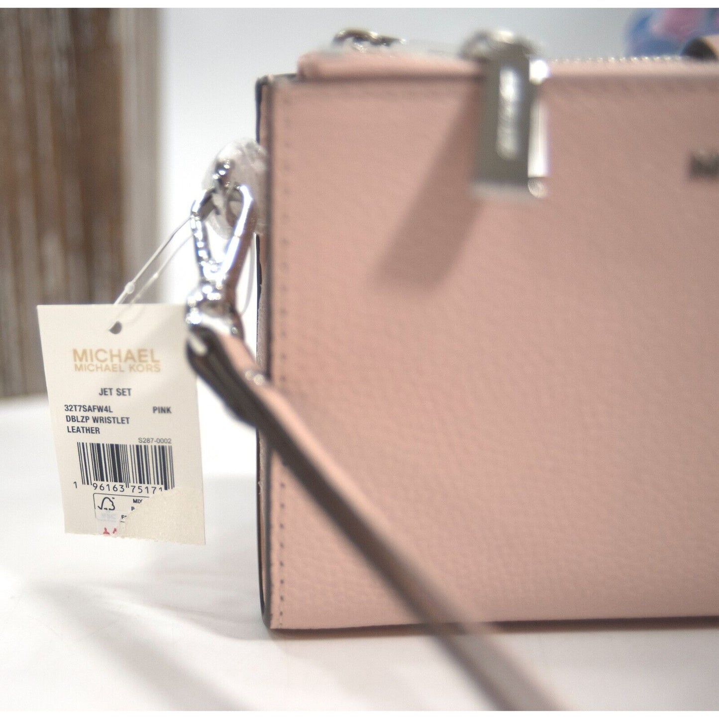 Michael Kors Jet Set Pink Pebbled Leather Double Zip Phone Wallet Wristlet NWT