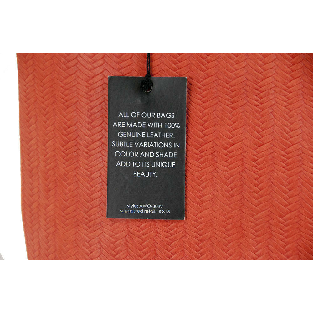 Treesje Orange Woven Leather Cream Tassel Large Organizer AWO-3032 Tote Bag NWT