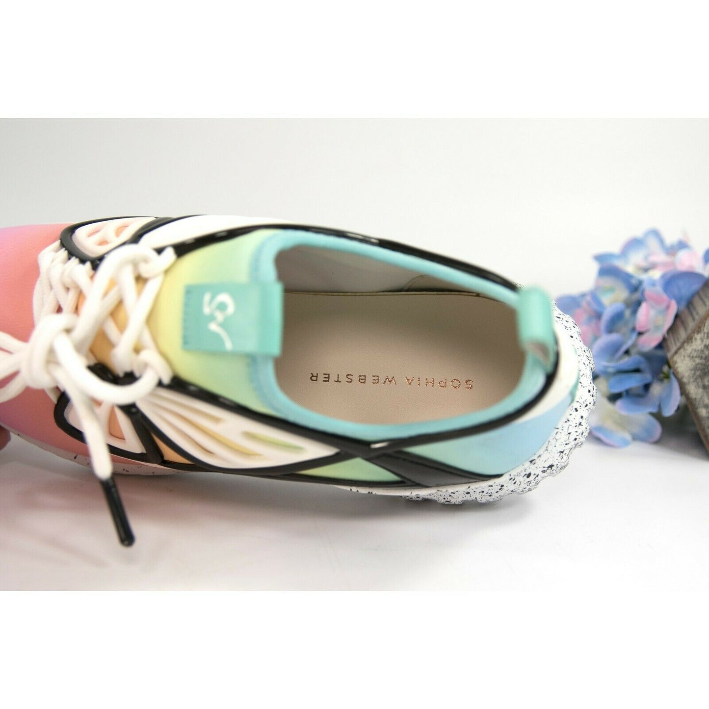 Sophia Webster Fly By Rainbow Ombre Neoprene Leather Sneakers Size 38 NIB