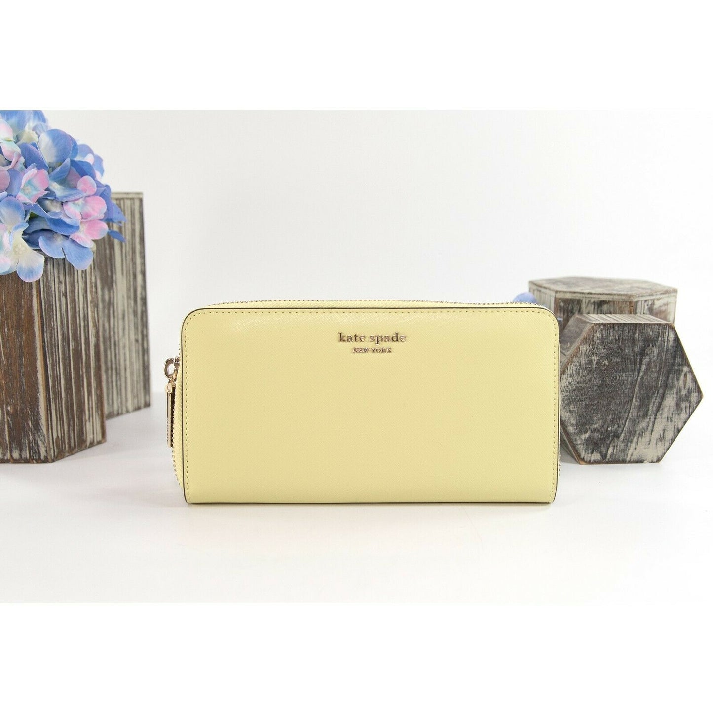 Kate Spade Acid Green Leather Spencer Zip Around Lacey Wallet NWOT