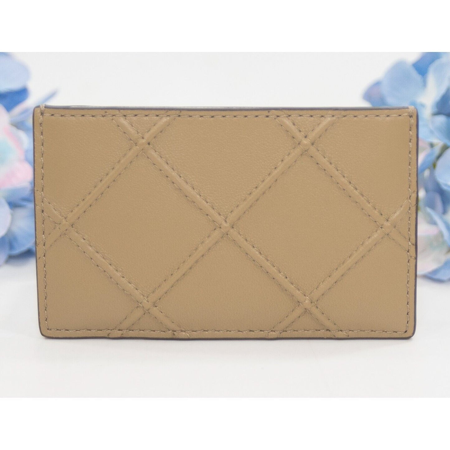 Tory Burch Pebblestone Leather Fleming Debossed Logo Card Case Mini Wallet NWT