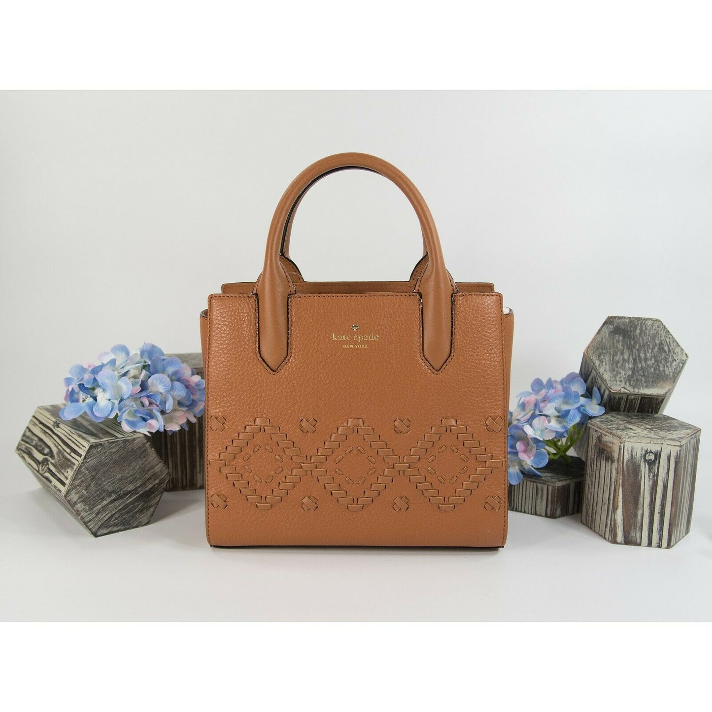 Kate Spade Warm Cognac Leather Flynn Street Small Meriwether Satchel Bag NWT
