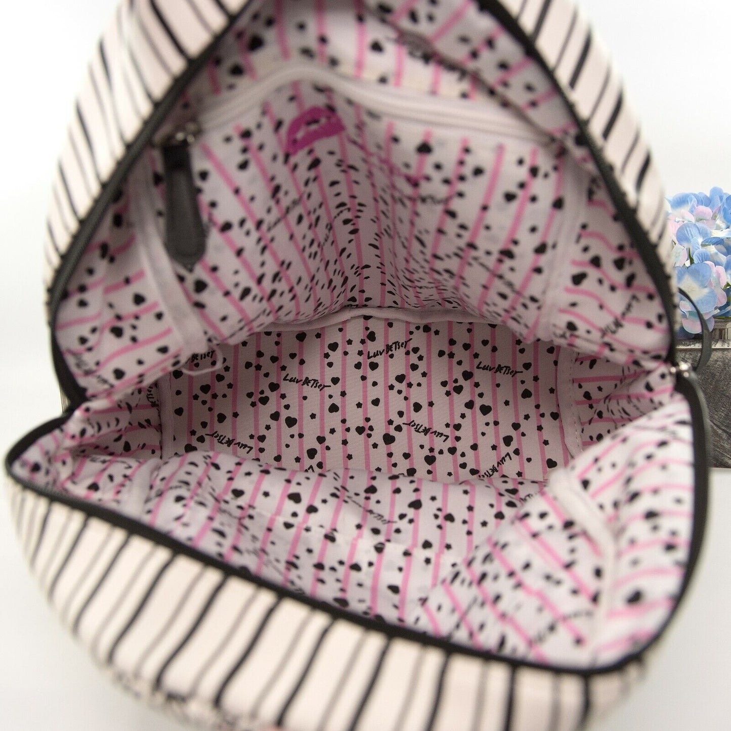 Betsey Johnson Sammy Black White Blush Butterfly Backpack Bag NWT