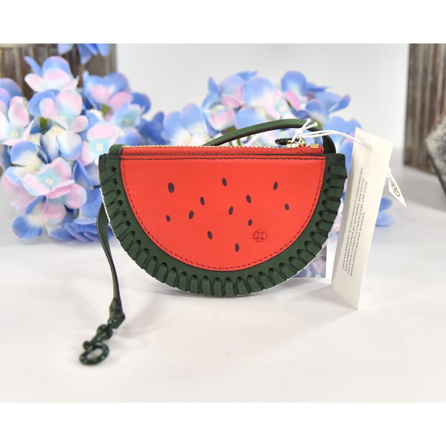 Tory Burch Beaded Watermelon Nubuck Leather Coin Purse NWT