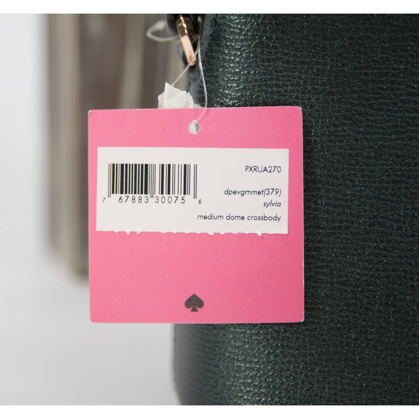 Kate Spade Sylvia Deep Evergreen Metallic Leather Medium Dome Crossbody Bag NWT