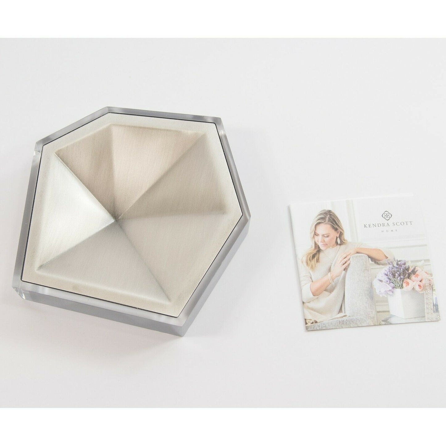 Kendra Scott Antique Silver Faceted Ring Dish Tray NWT