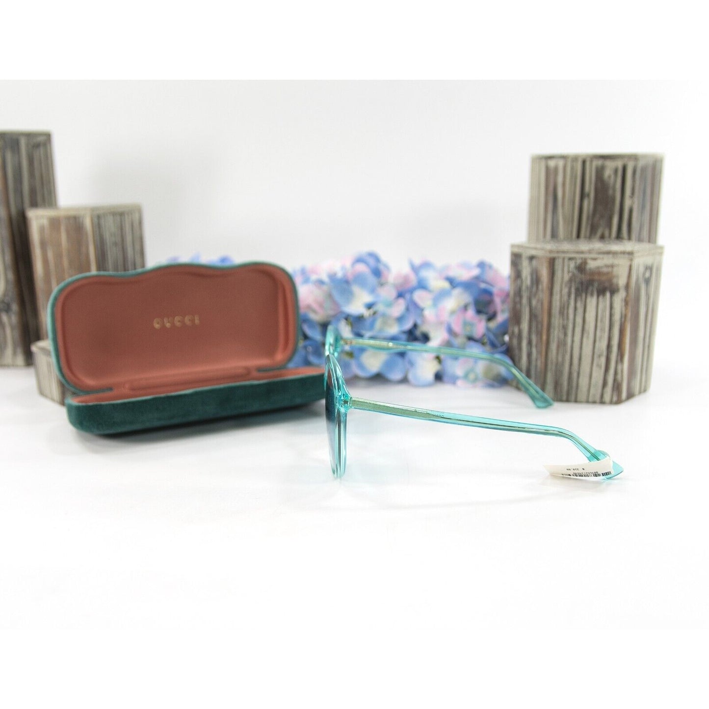 Gucci Round 59MM Azure Acrylic Metal Sunglasses NWT GG0521S