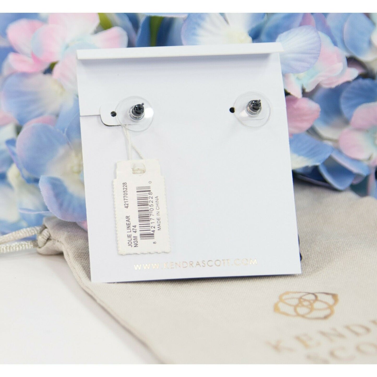 Kendra Scott Jolie Linear Navy Black Mother of Pearl Drop Dangle Earrings NWT