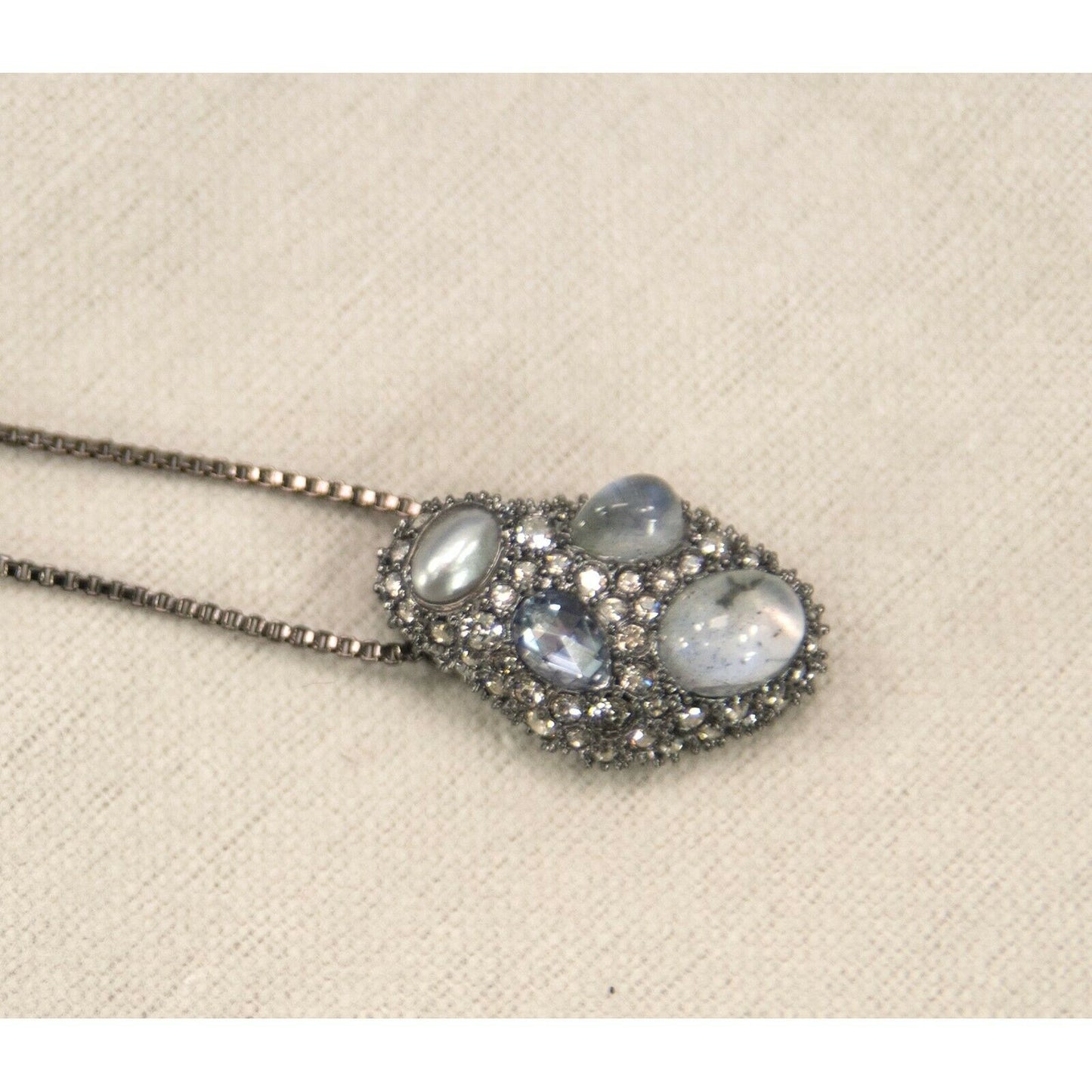 Alexis Bittar Gunmetal Labradorite Crystal Cluster Pendant Necklace NWT