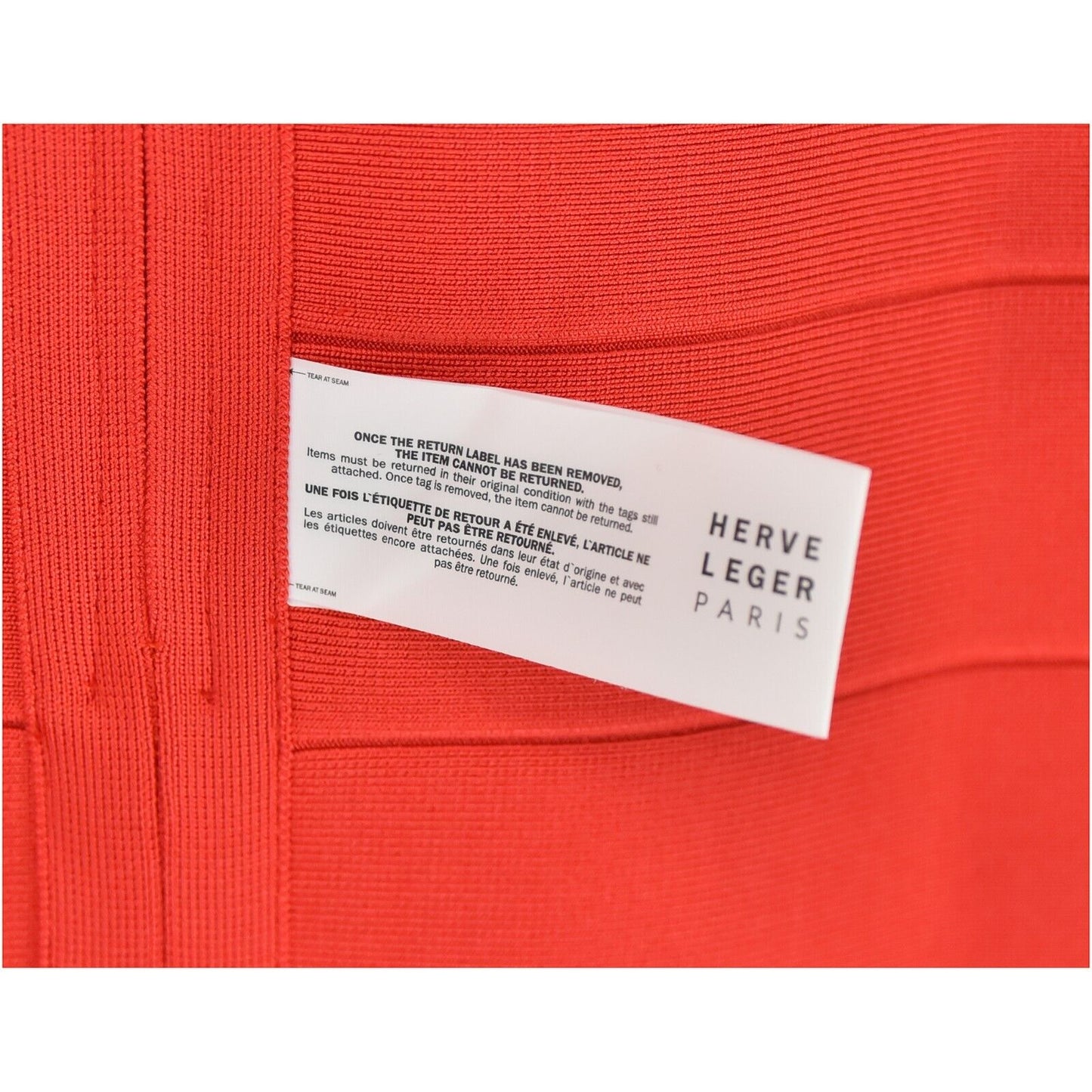Herve Leger Scoop Neck Coral Poppy Mini Bandage Bodycon Dress Large NWT $790
