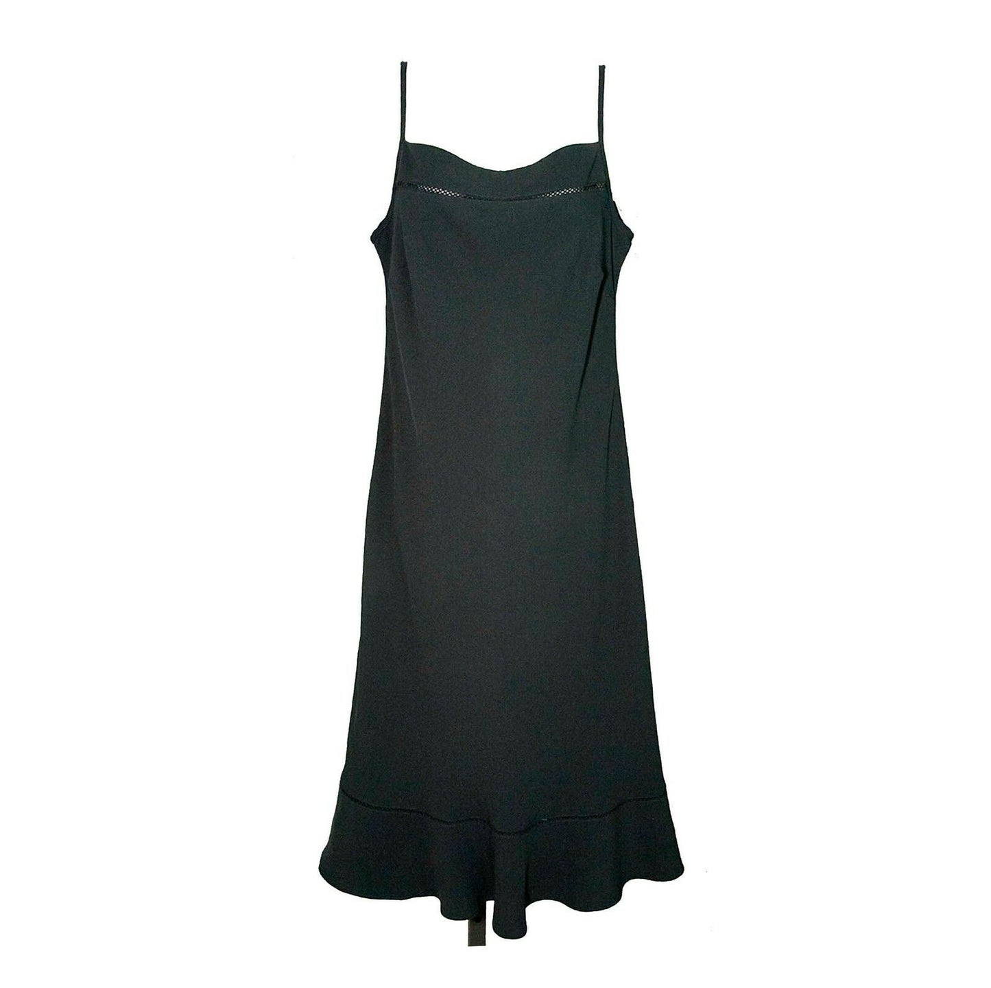 Ann Taylor Loft Lace Inset Flounce Bottom Sleeveless Black Dress Size 6
