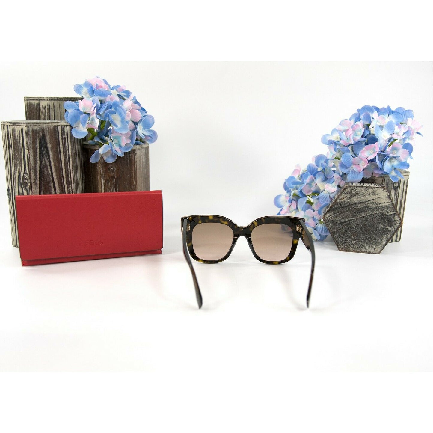 Fendi FF0356S Vh8 Havana Tortoise Acrylic Sunglasses NWT Case