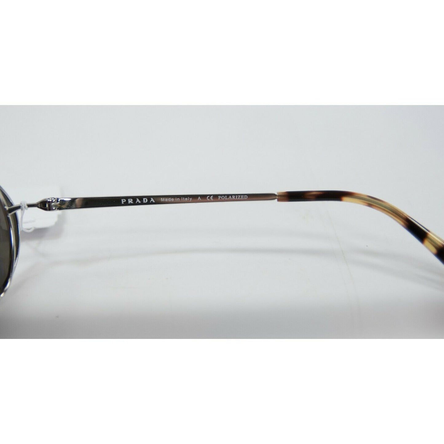 Prada SPR 66V Silver Thin Frame Polarized Metal Aviator Logo Sunglasses NWT Case
