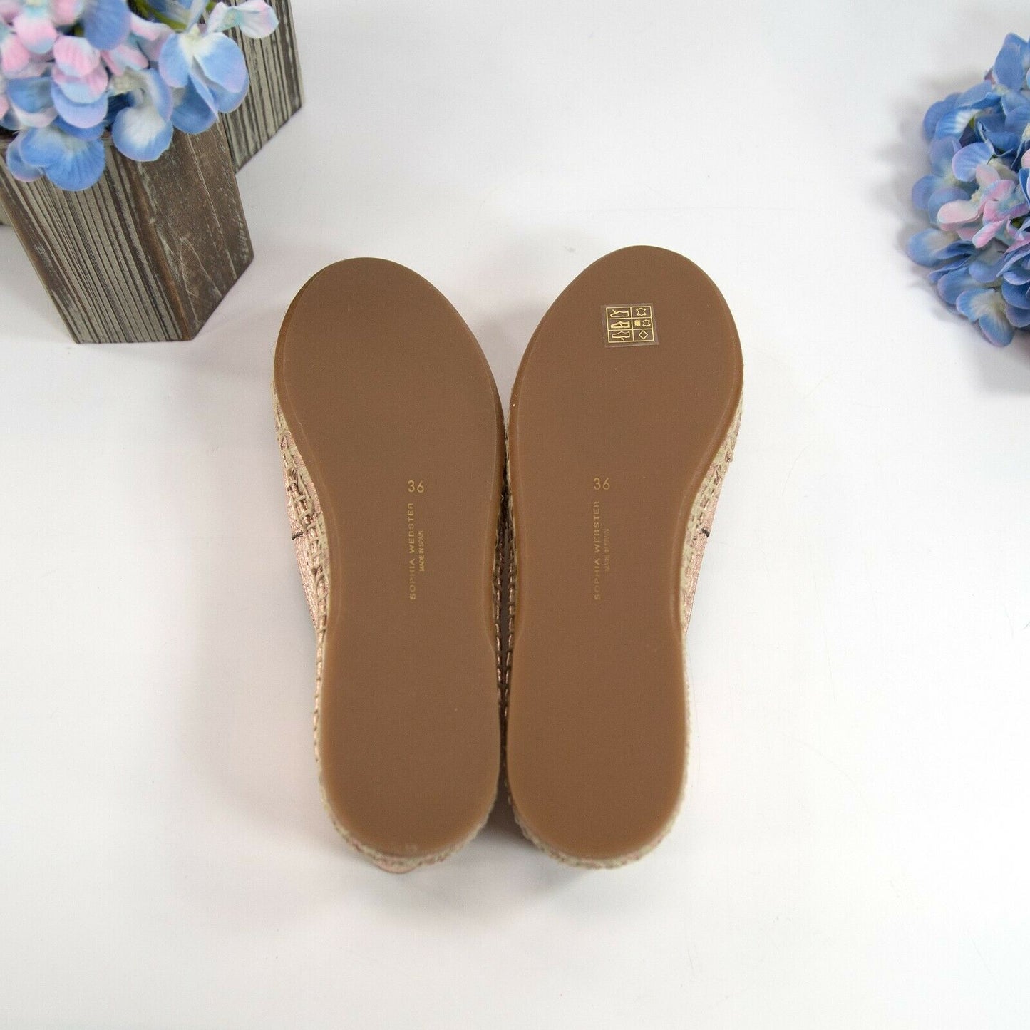 Sophia Webster Rose Gold Leather Butterfly Espadrille Flats 36 NIB