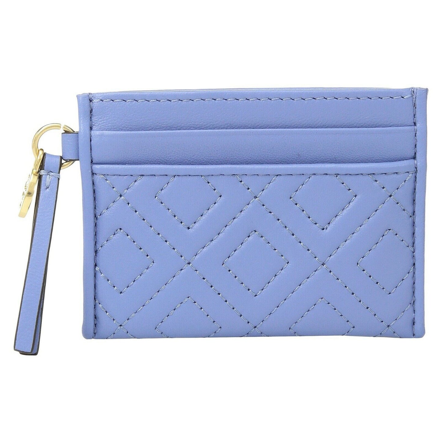 Tory Burch Fleming Larkspur Quilted Leather Card Coin Case Mini Key Wallet NWT