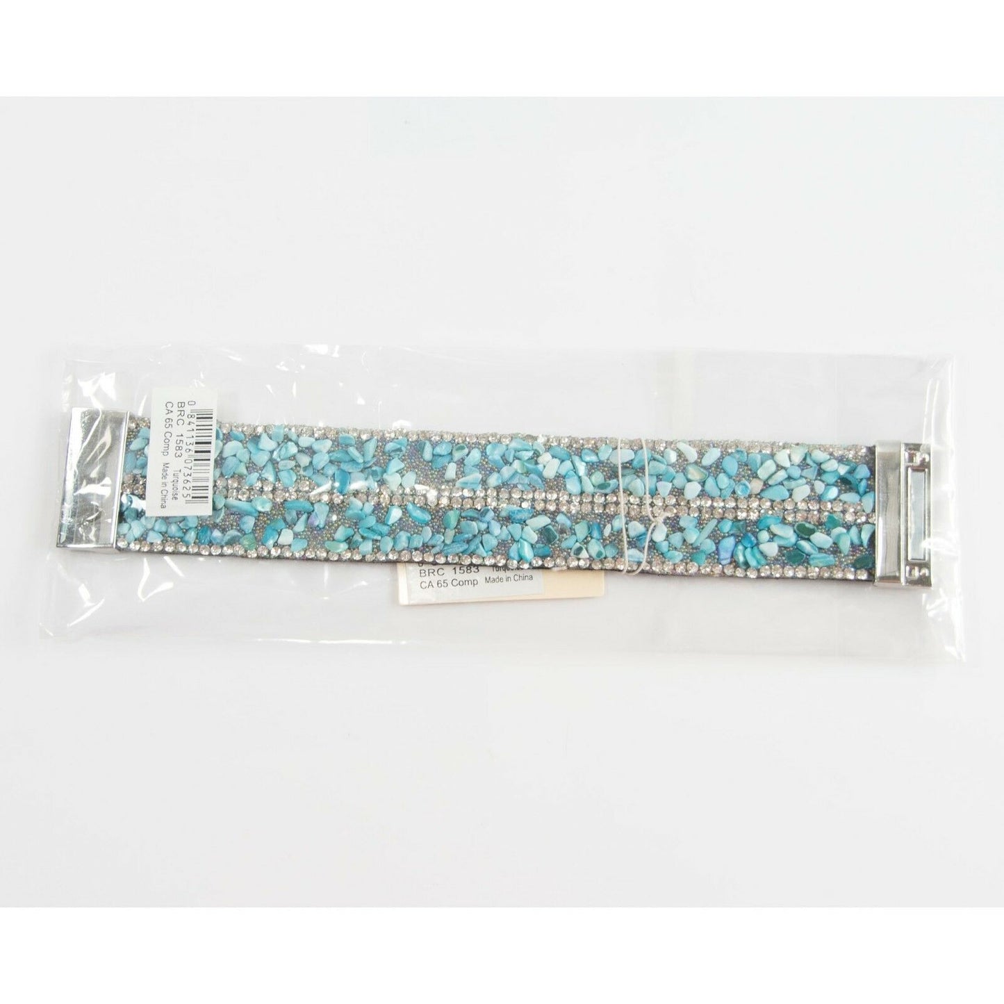 Amrita Singh Silver Tone Turquoise Chips Crystal Cuff Bracelet BRC 1583 NWT