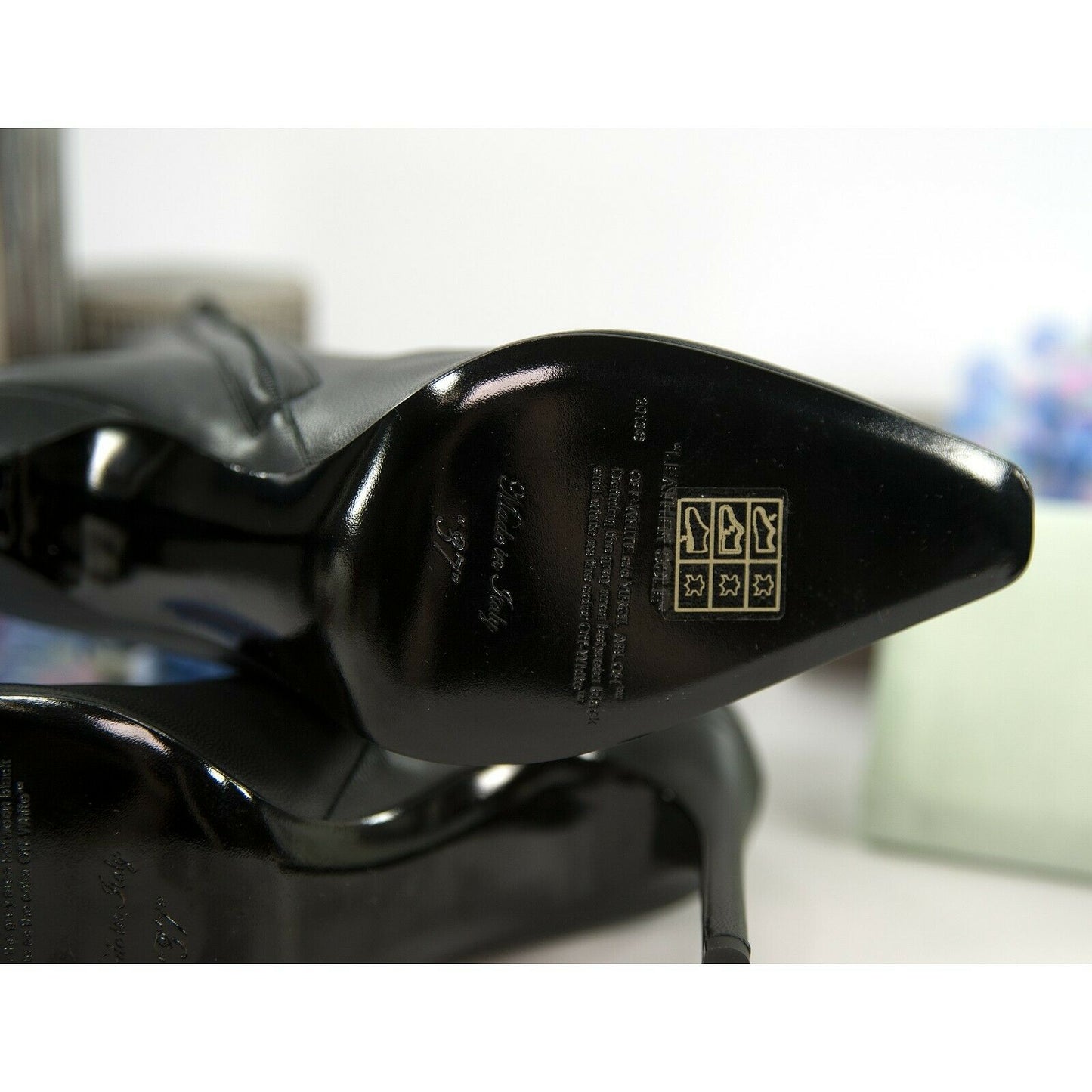 Off White Black Lambskin Arrow Heeled Bootie Boots Size 37 NIB
