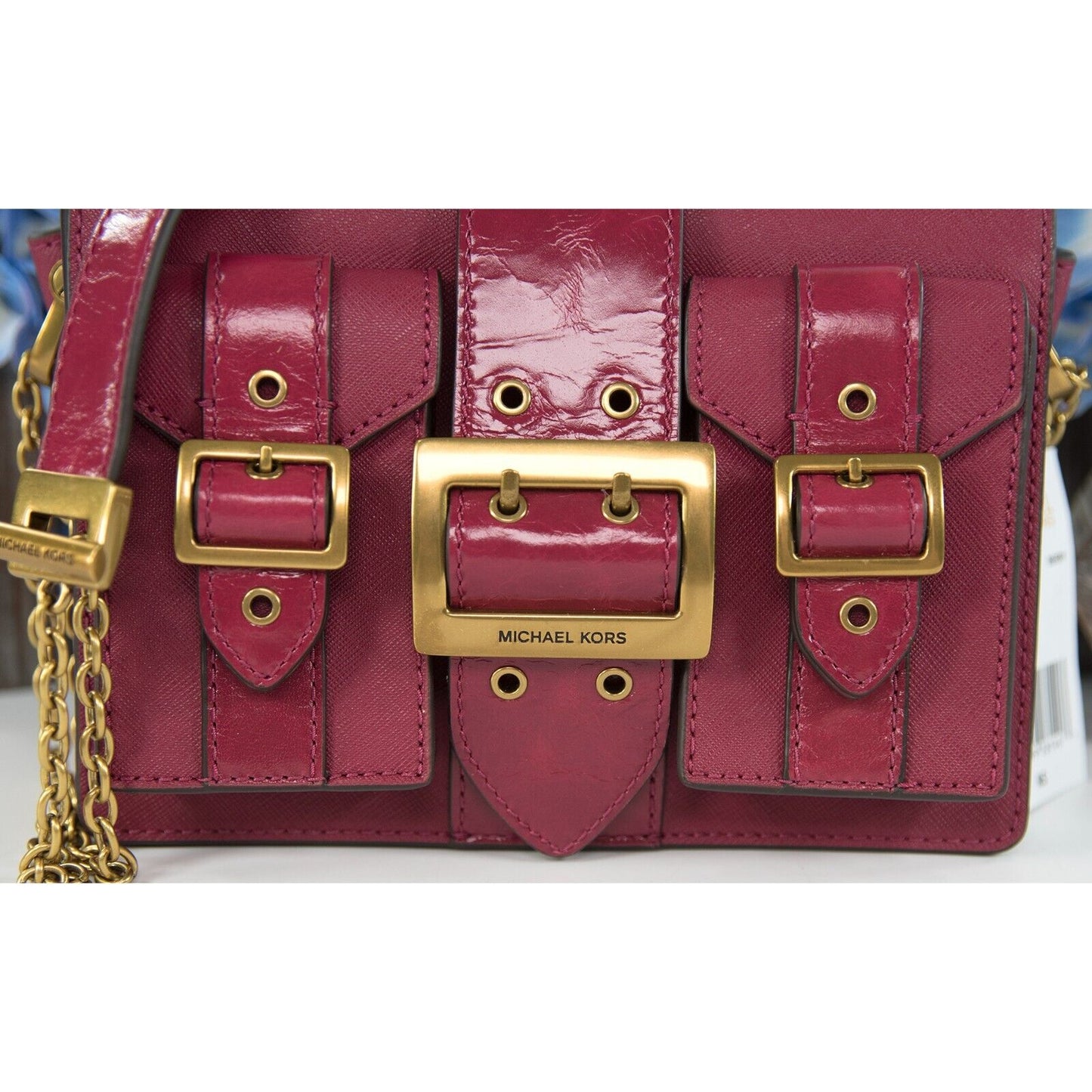 Michael Kors Berry Glazed Leather Hayden Medium Messenger Bag NWT
