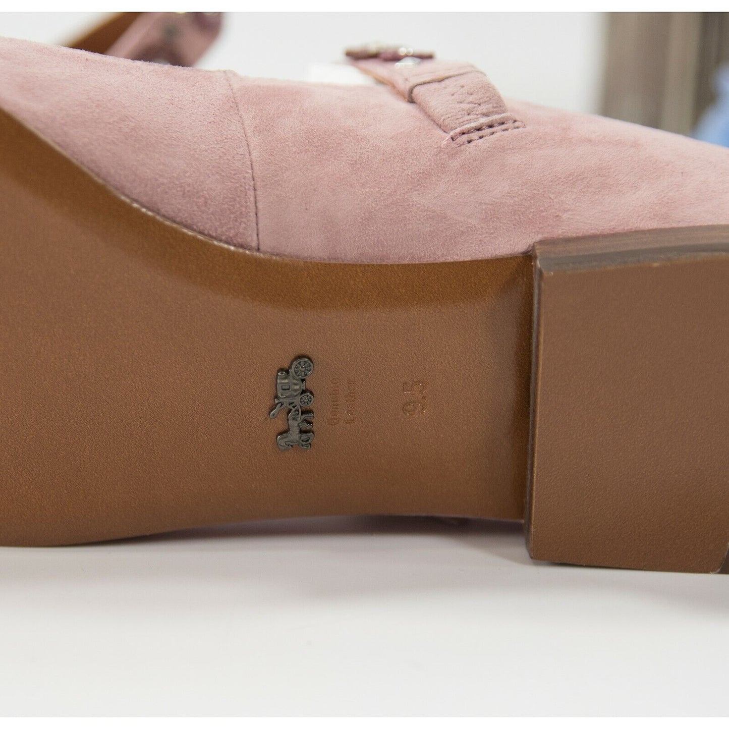 Coach Dusty Rose Flower Stud Suede Leather Mary Jane Flat Size 9.5 NIB
