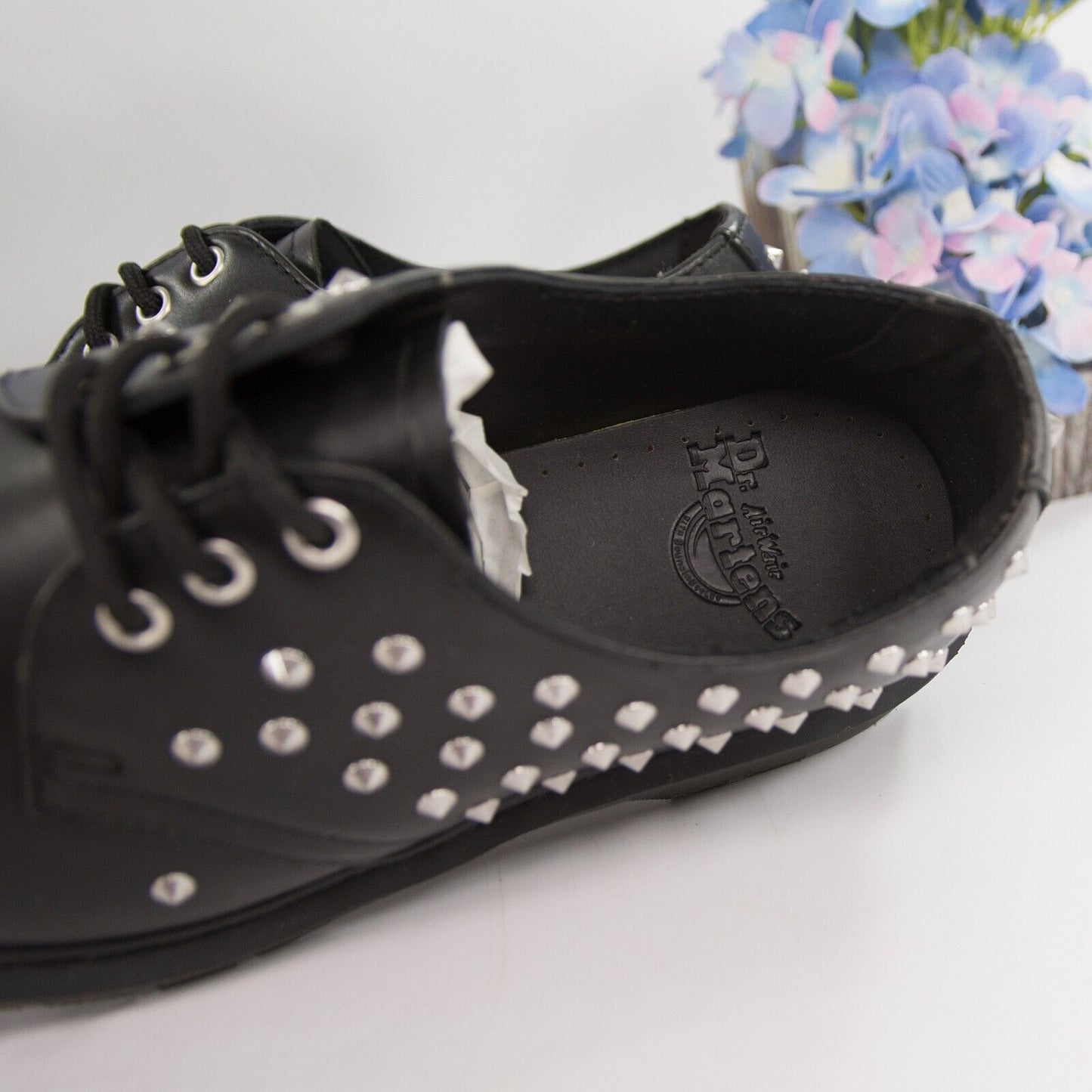 Dr. Martens Black Studded Leather Wanama 1461Oxford Lace Up Shoes Size 7 NIB
