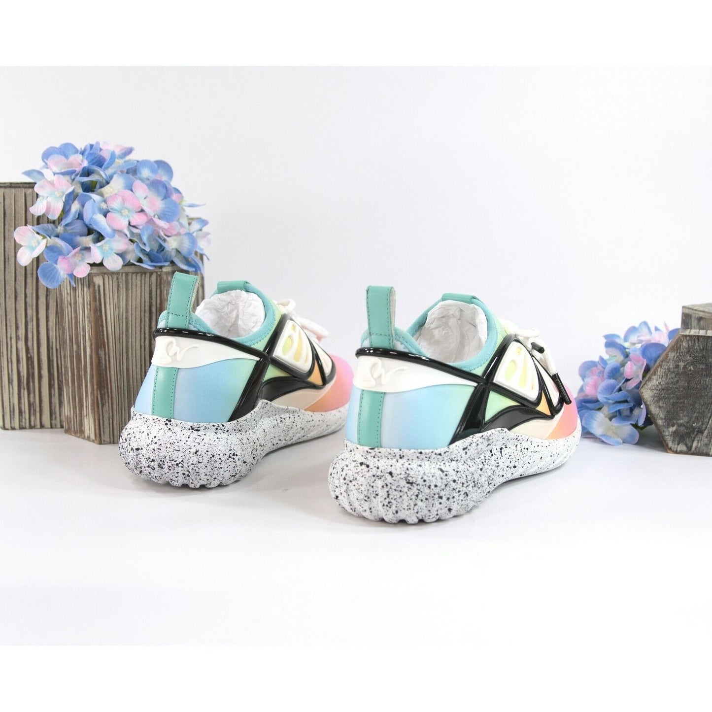 Sophia Webster Fly By Rainbow Ombre Neoprene Leather Sneakers Size 38 NIB
