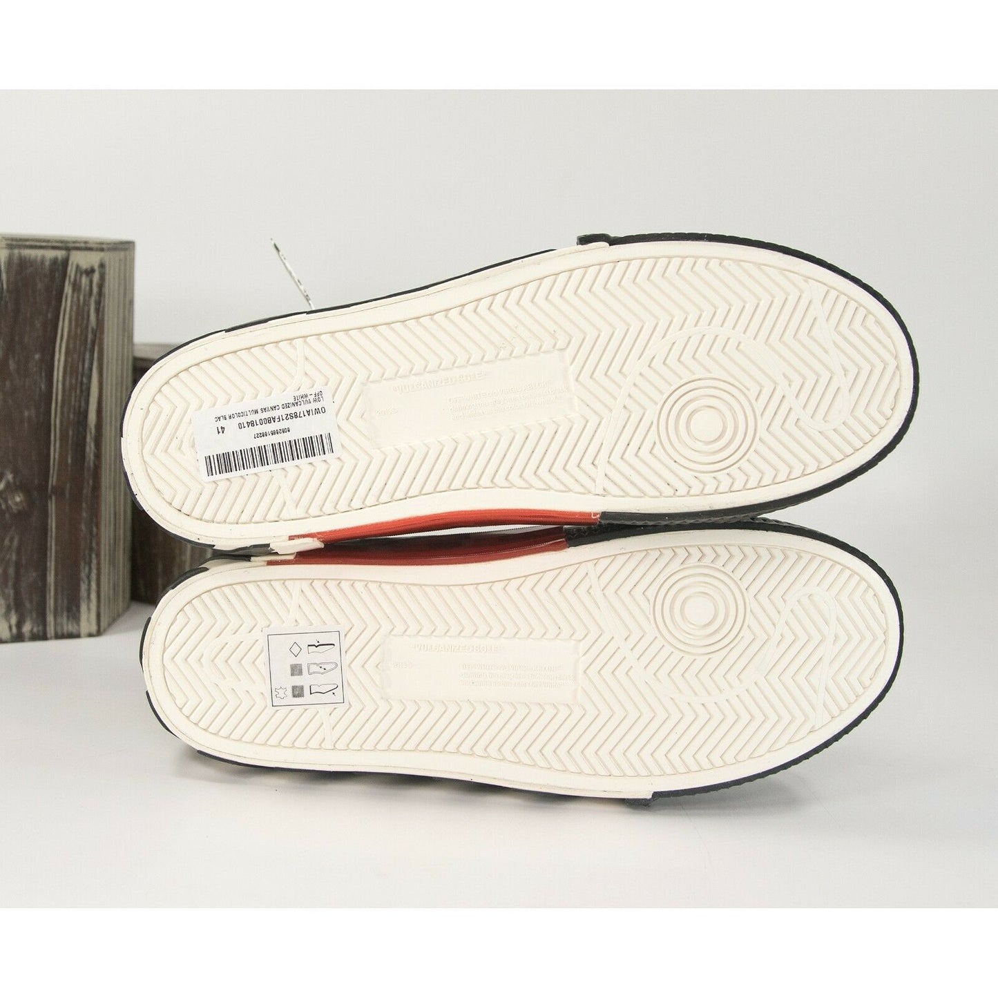 Off-White Limited Edition Printed Chek Canvas Low Vulcanized Sneakers 41 11 NIB