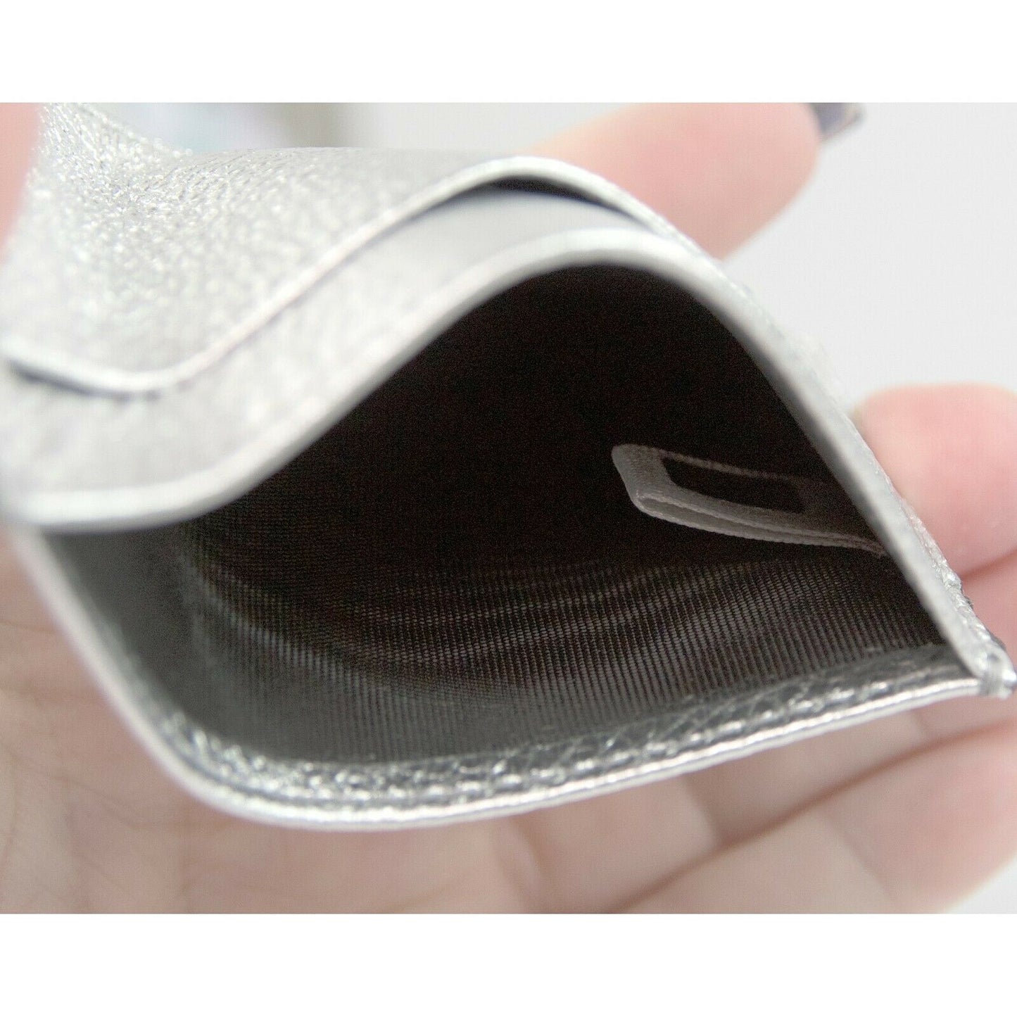 Jimmy Choo Aarna Silver Leather Card Case Holder Wallet NWT