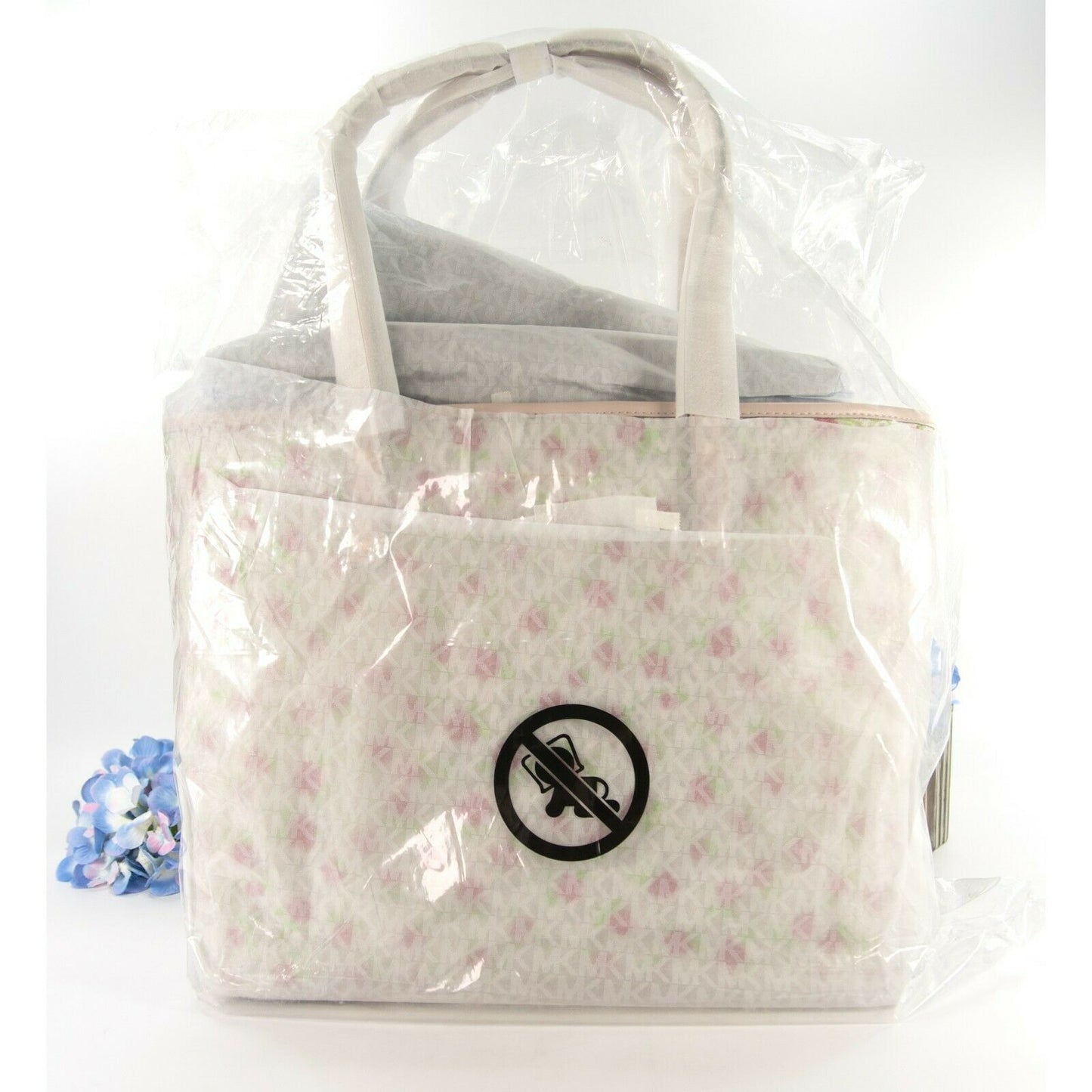Michael Kors Vanilla Monogram Floral Faux Leather Carter Travel Tote Bag NWT