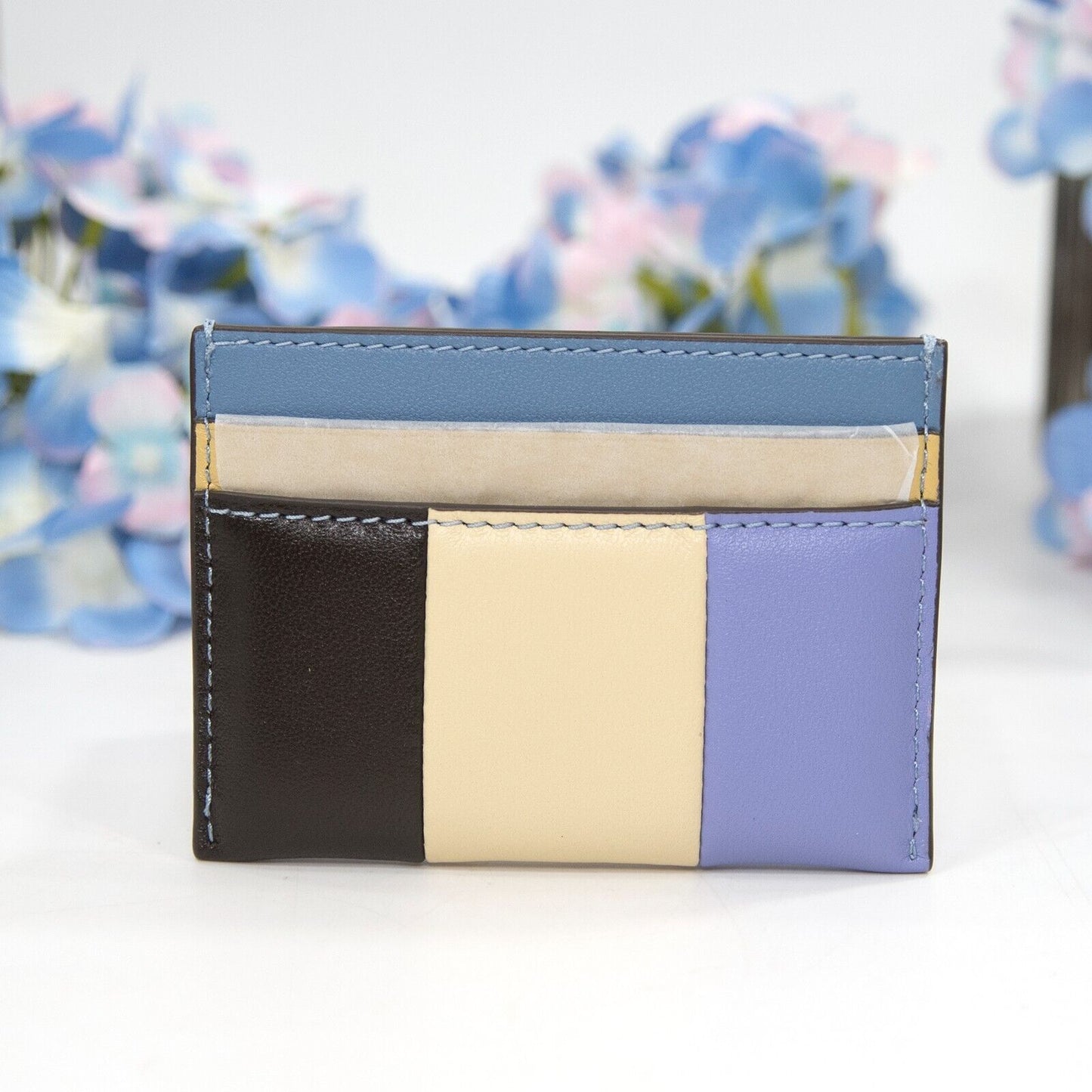 Tory Burch Leather Kira Patchwork Quilted Logo Card Case Mini Wallet NWT