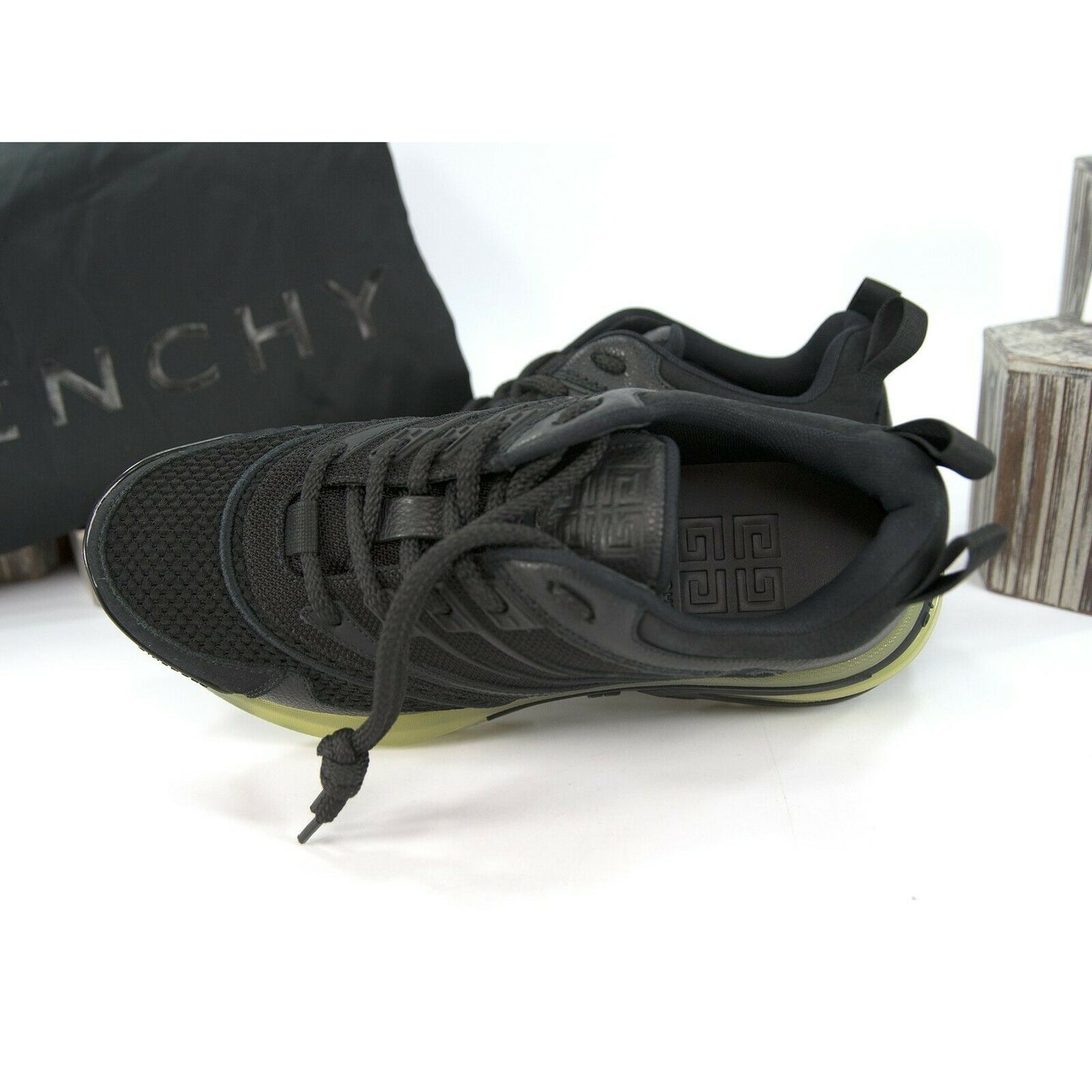 Givenchy GIV 1 Black Calf Leather Oversize Sneakers 38.5 NIB