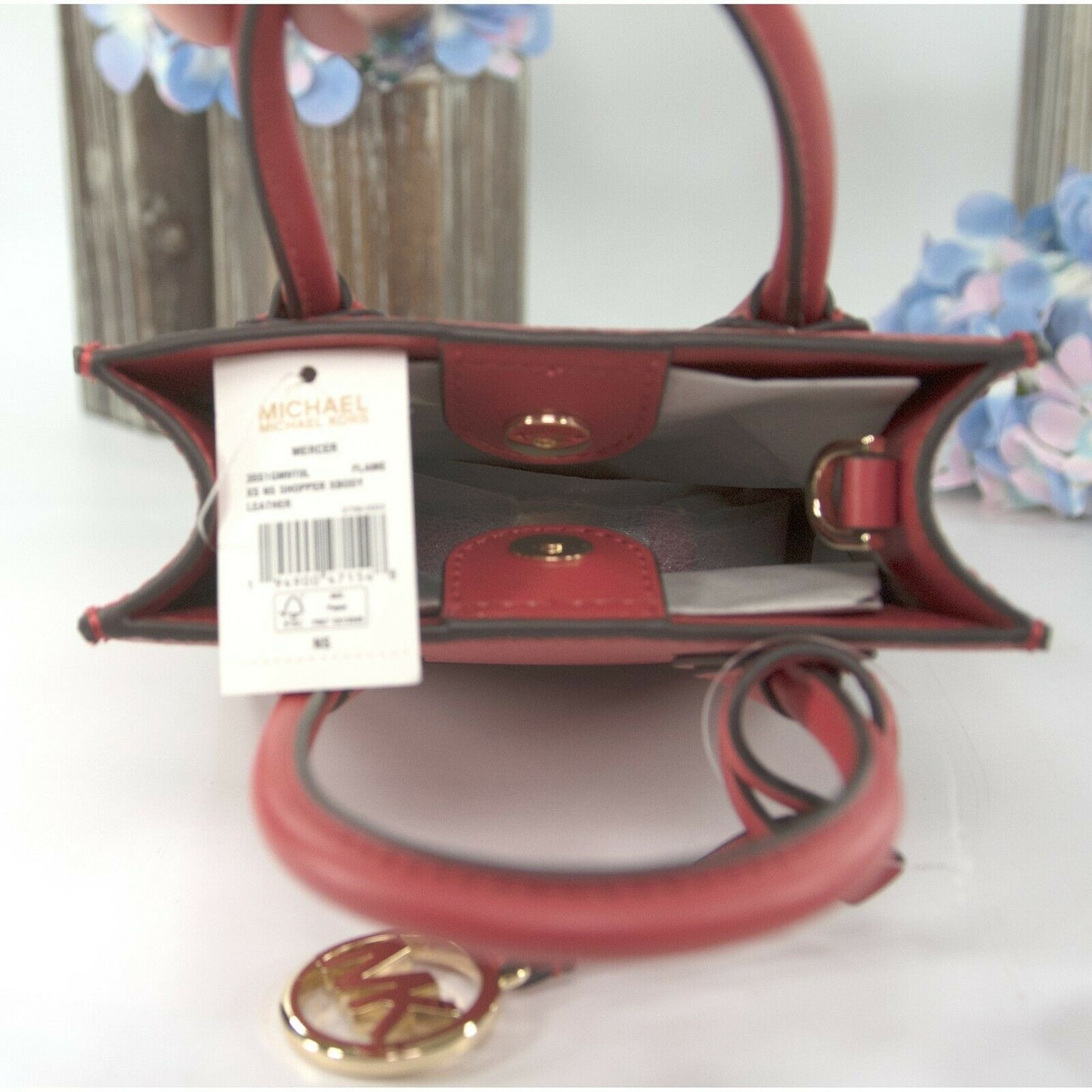Michael Kors Flame Red Leather Mercer XS Extra Small Convertible Crossbody NWT