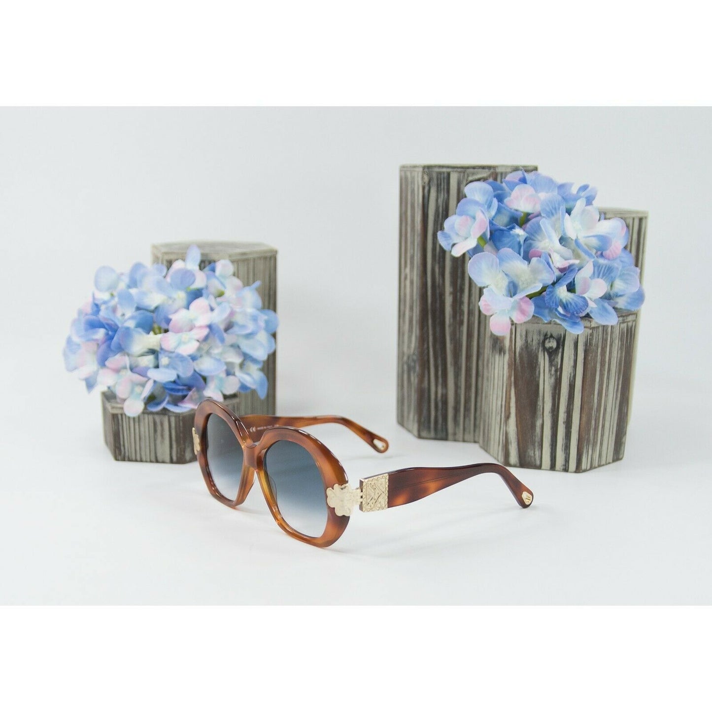 Chloe CE7435 Brown Gold Oversized Butterfly Logo Acrylic Sunglasses NWT Case