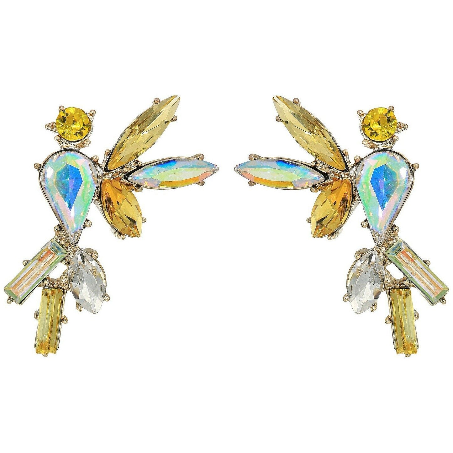 Betsey Johnson Gold Crystal Cockatoo Large Womens Stud Earrings NWT